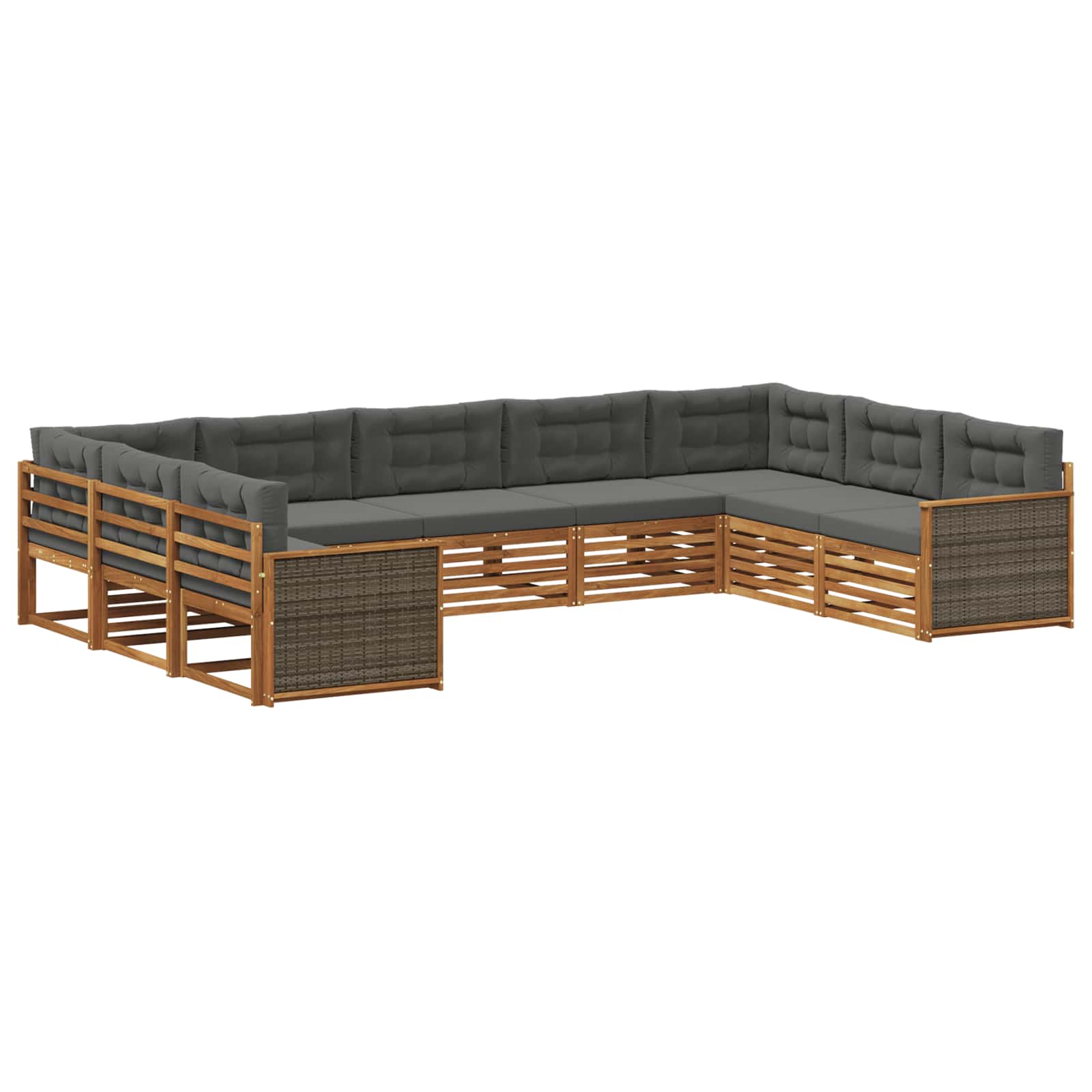 Outdoor-Sofagarnitur mit Kissen 9 pcs Natur und Anthrazit
