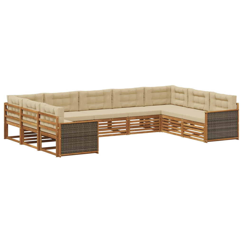 Outdoor-Sofagarnitur 9 pcs Natur und Beige Massivholz Akazie