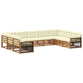 Outdoor-Sofagarnitur 9 pcs Natur und Creme Massivholz Akazie