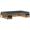 Outdoor-Sofagarnitur mit Kissen 9 pcs Natur und Anthrazit