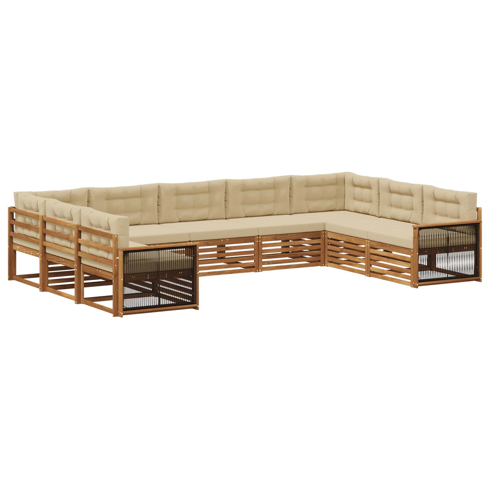Outdoor-Sofagarnitur 9 pcs Natur und Beige Massivholz Akazie