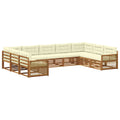 Outdoor-Sofagarnitur 9 pcs Natur und Creme Massivholz Akazie
