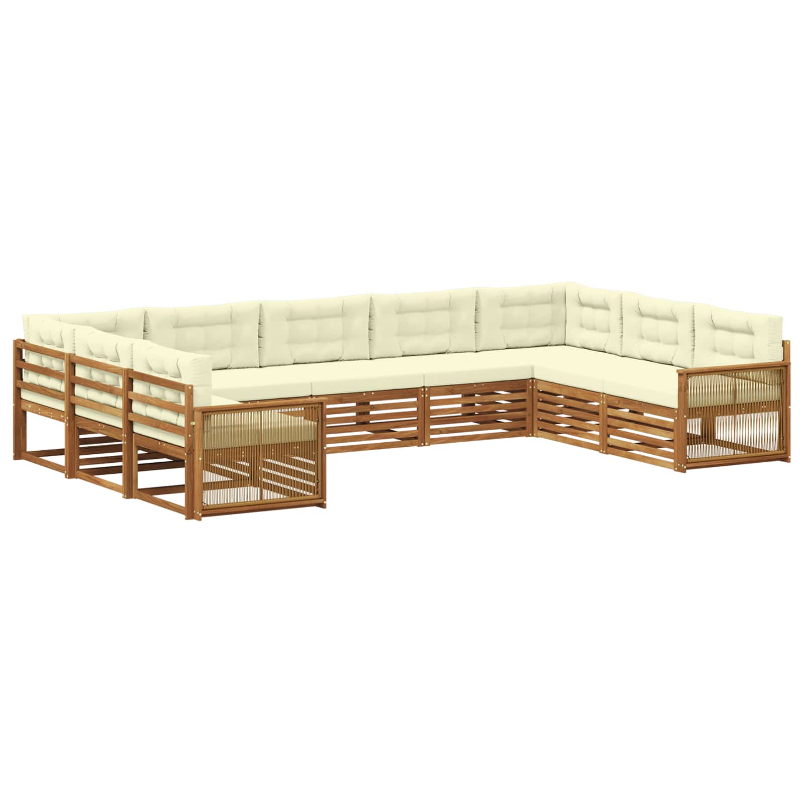 Outdoor-Sofagarnitur 9 pcs Natur und Creme Massivholz Akazie