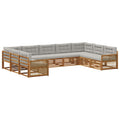 Outdoor-Sofagarnitur mit Kissen 9 pcs Natürlich und Hellgrau