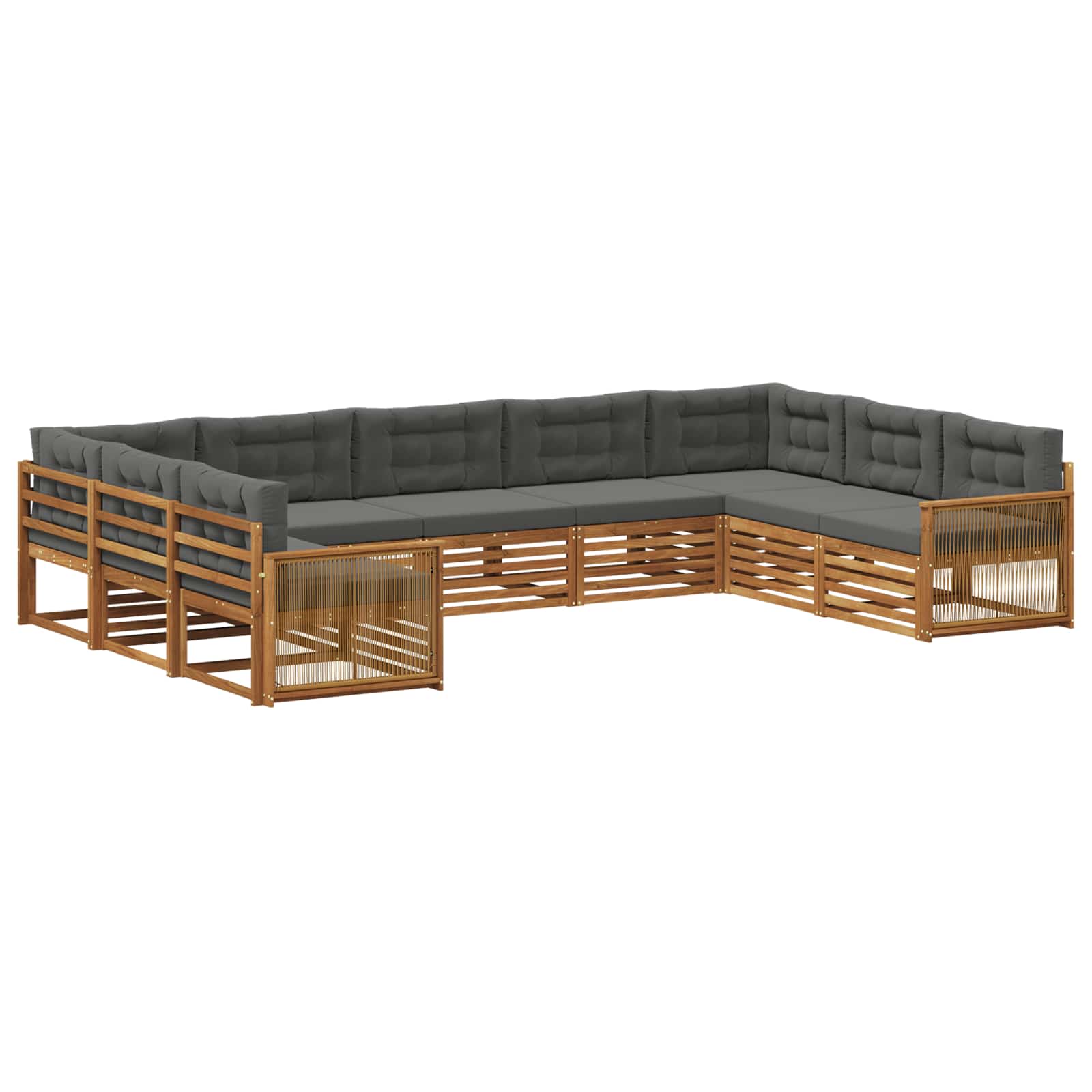 Outdoor-Sofagarnitur mit Kissen 9 pcs Natur und Anthrazit
