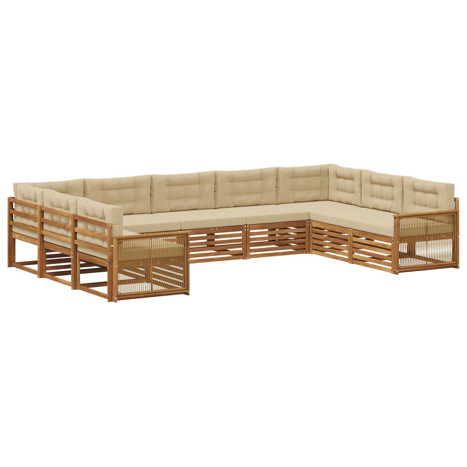 Outdoor-Sofagarnitur 9 pcs Natur und Beige Massivholz Akazie