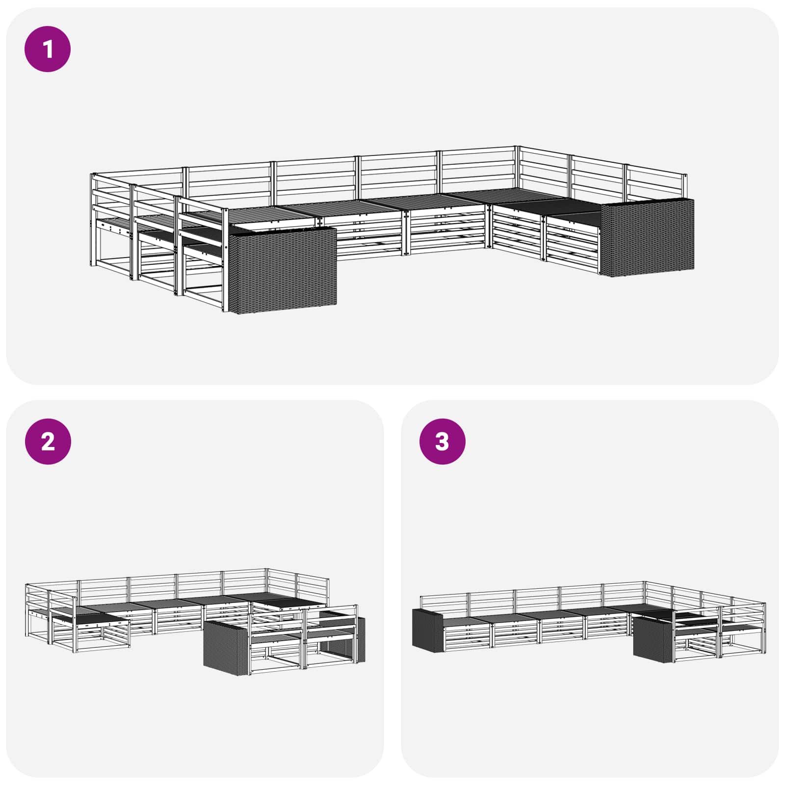 Outdoor-Sofagarnitur 9 pcs Natur Massivholz Akazie