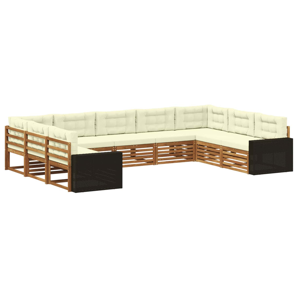Outdoor-Sofagarnitur 9 pcs Natur und Creme Massivholz Akazie