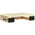 Outdoor-Sofagarnitur 9 pcs Natur und Creme Massivholz Akazie