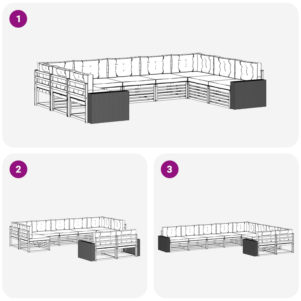 Outdoor-Sofagarnitur 9 pcs Natur und Creme Massivholz Akazie