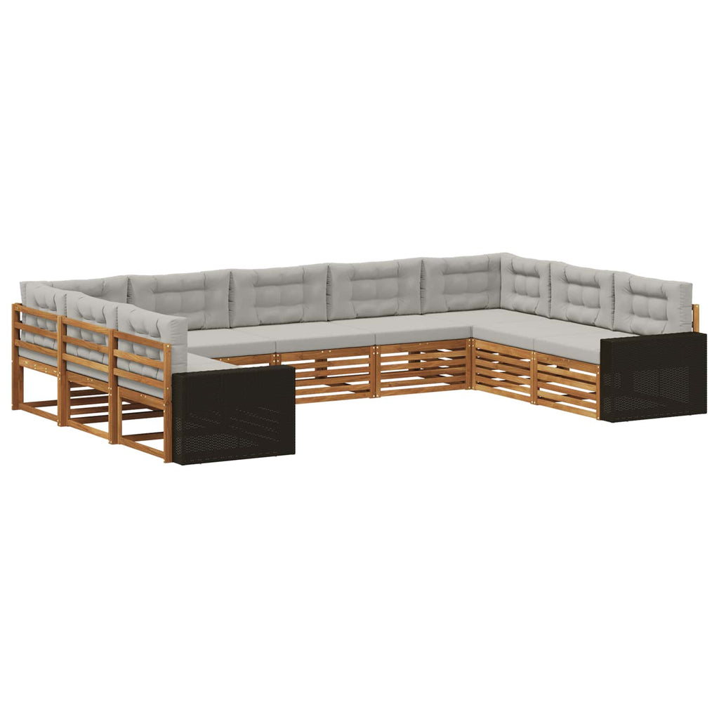 Outdoor-Sofagarnitur mit Kissen 9 pcs Natürlich und Hellgrau