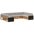 Outdoor-Sofagarnitur mit Kissen 9 pcs Natürlich und Hellgrau