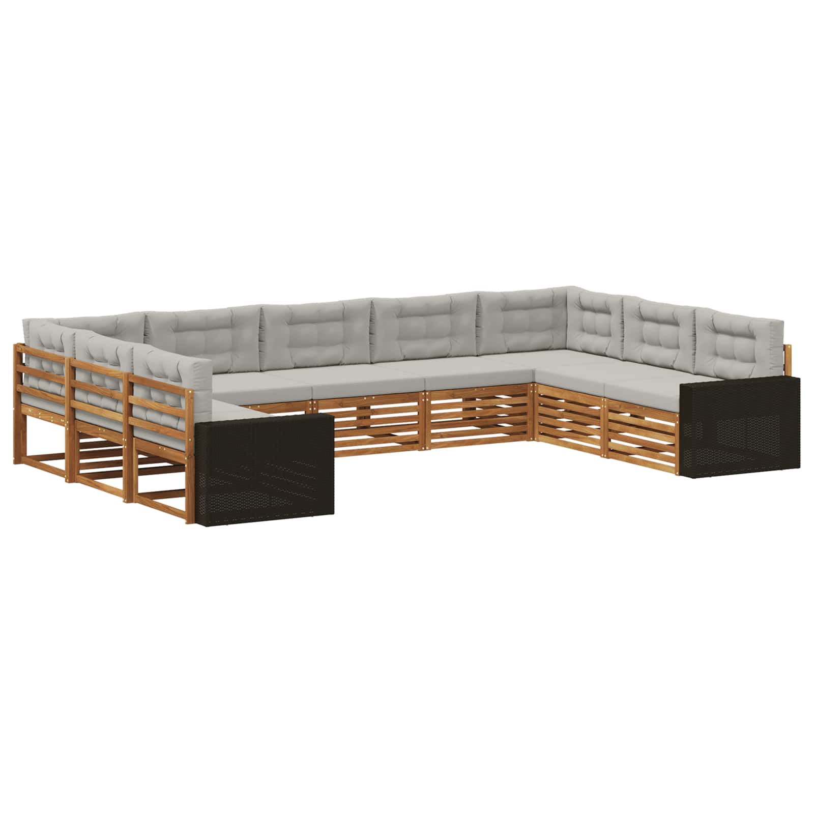 Outdoor-Sofagarnitur mit Kissen 9 pcs Natürlich und Hellgrau