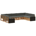 Outdoor-Sofagarnitur mit Kissen 9 pcs Natur und Anthrazit