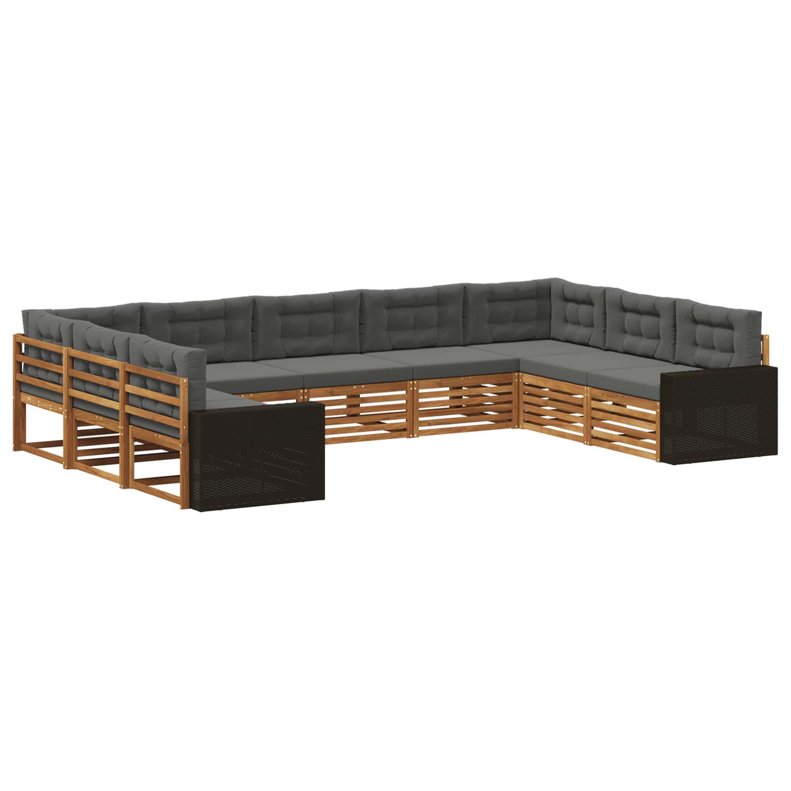 Outdoor-Sofagarnitur mit Kissen 9 pcs Natur und Anthrazit