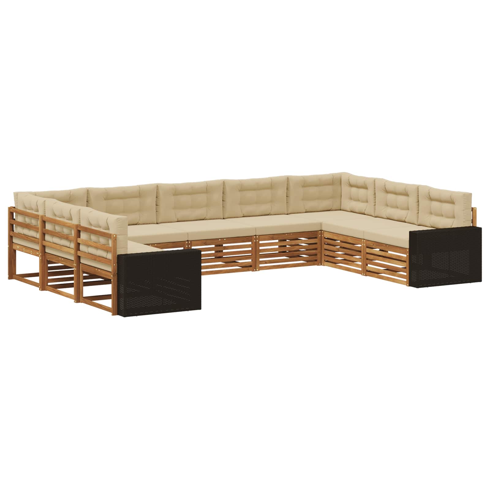 Outdoor-Sofagarnitur 9 pcs Natur und Beige Massivholz Akazie