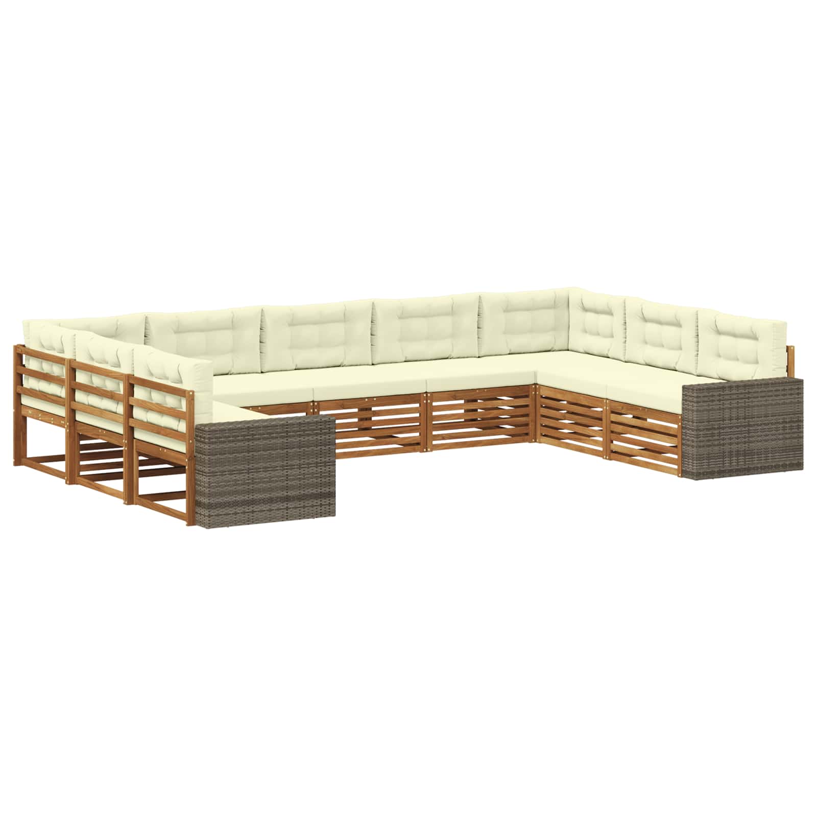 Outdoor-Sofagarnitur 9 pcs Natur und Creme Massivholz Akazie