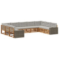 Outdoor-Sofagarnitur mit Kissen 9 pcs Natürlich und Hellgrau