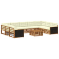 Outdoor-Sofagarnitur 10 pcs Natur und Creme Massivholz Akazie