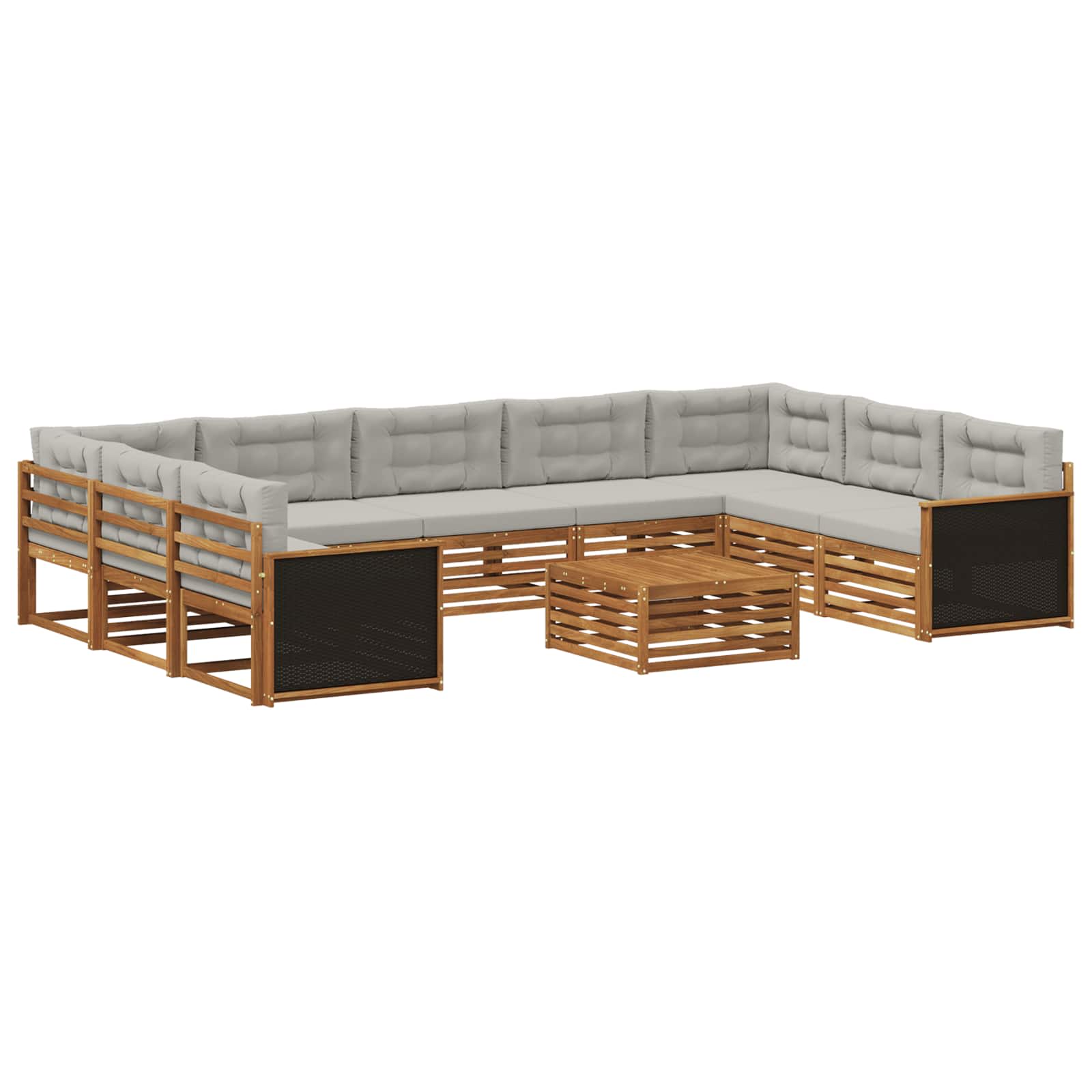 Outdoor-Sofagarnitur mit Kissen 10 pcs Natürlich und Hellgrau