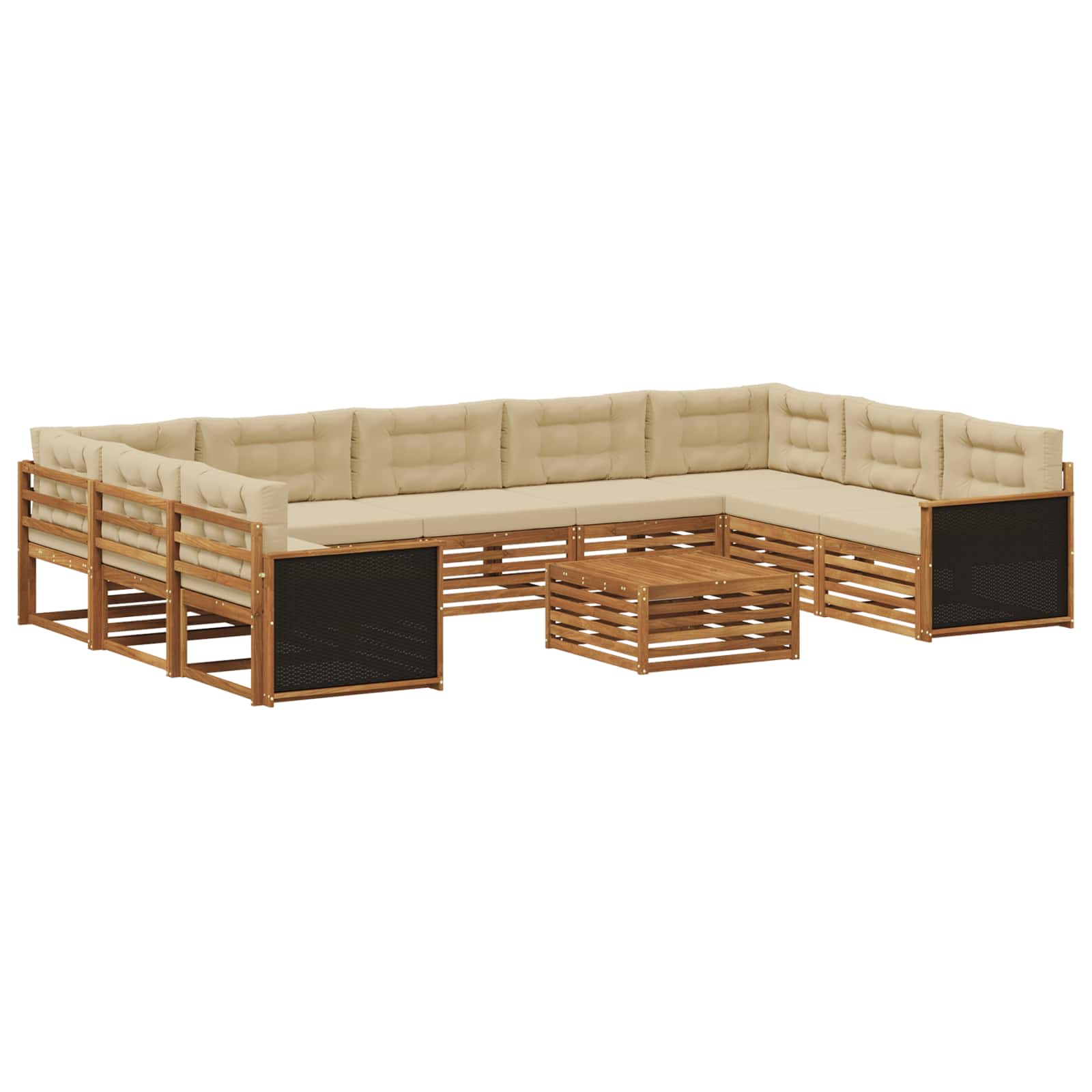 Outdoor-Sofagarnitur 10 pcs Natur und Beige Massivholz Akazie