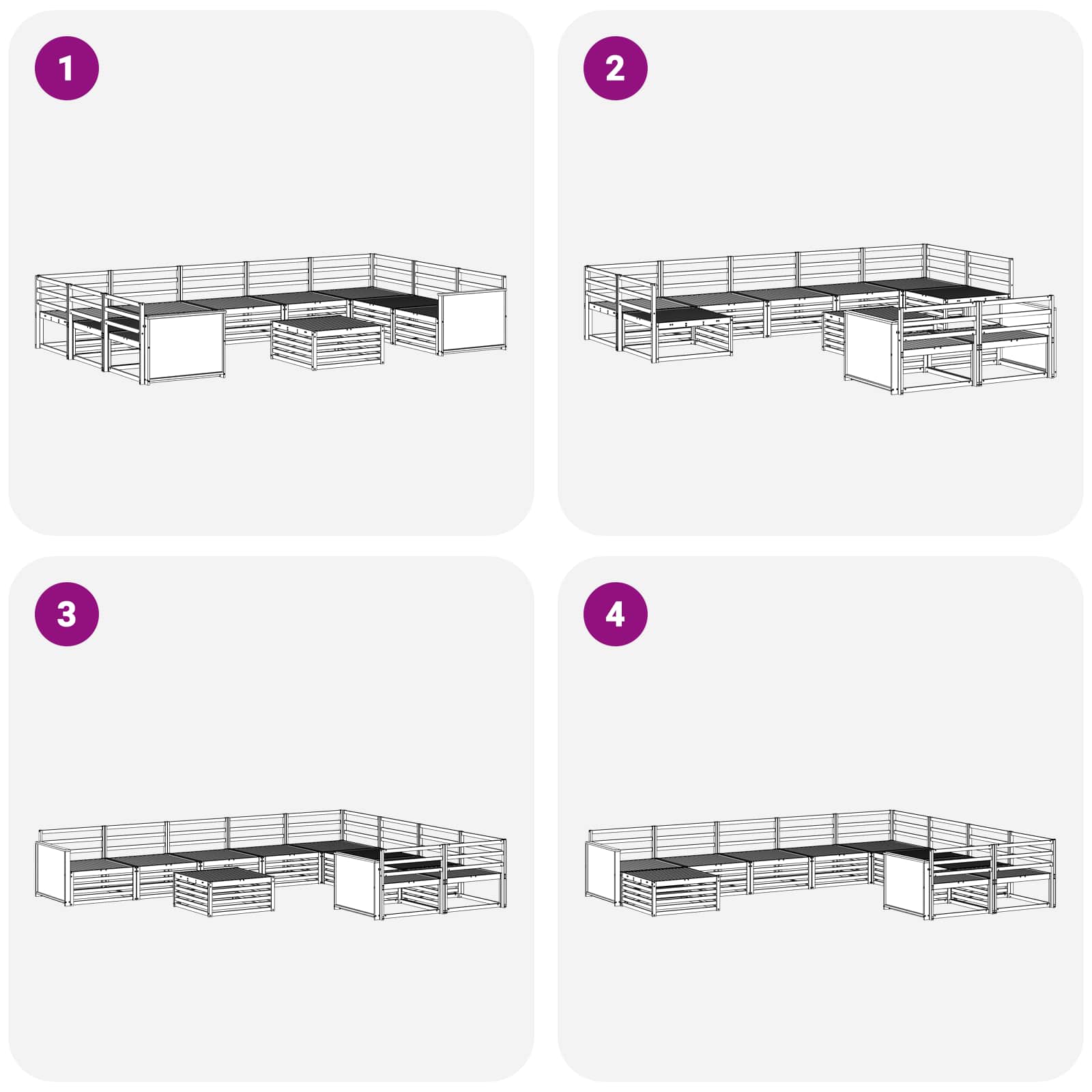 Outdoor-Sofagarnitur 10 pcs Natur Massivholz Akazie