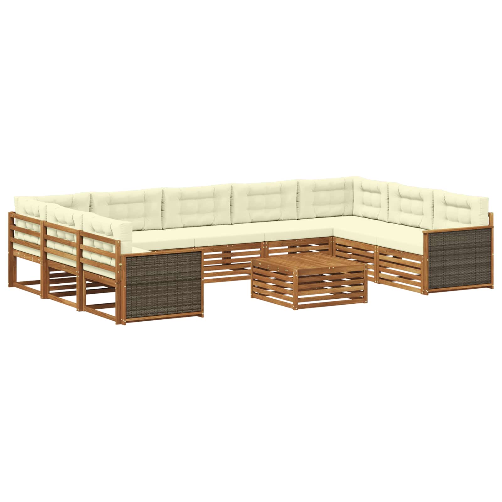 Outdoor-Sofagarnitur 10 pcs Natur und Creme Massivholz Akazie