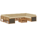 Outdoor-Sofagarnitur 10 pcs Natur und Beige Massivholz Akazie