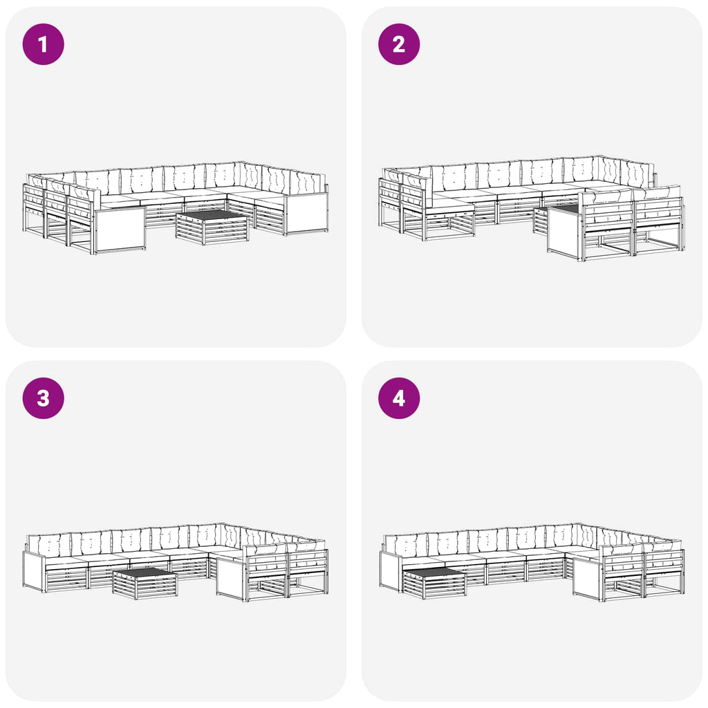 Outdoor-Sofagarnitur 10 pcs Natur und Creme Massivholz Akazie