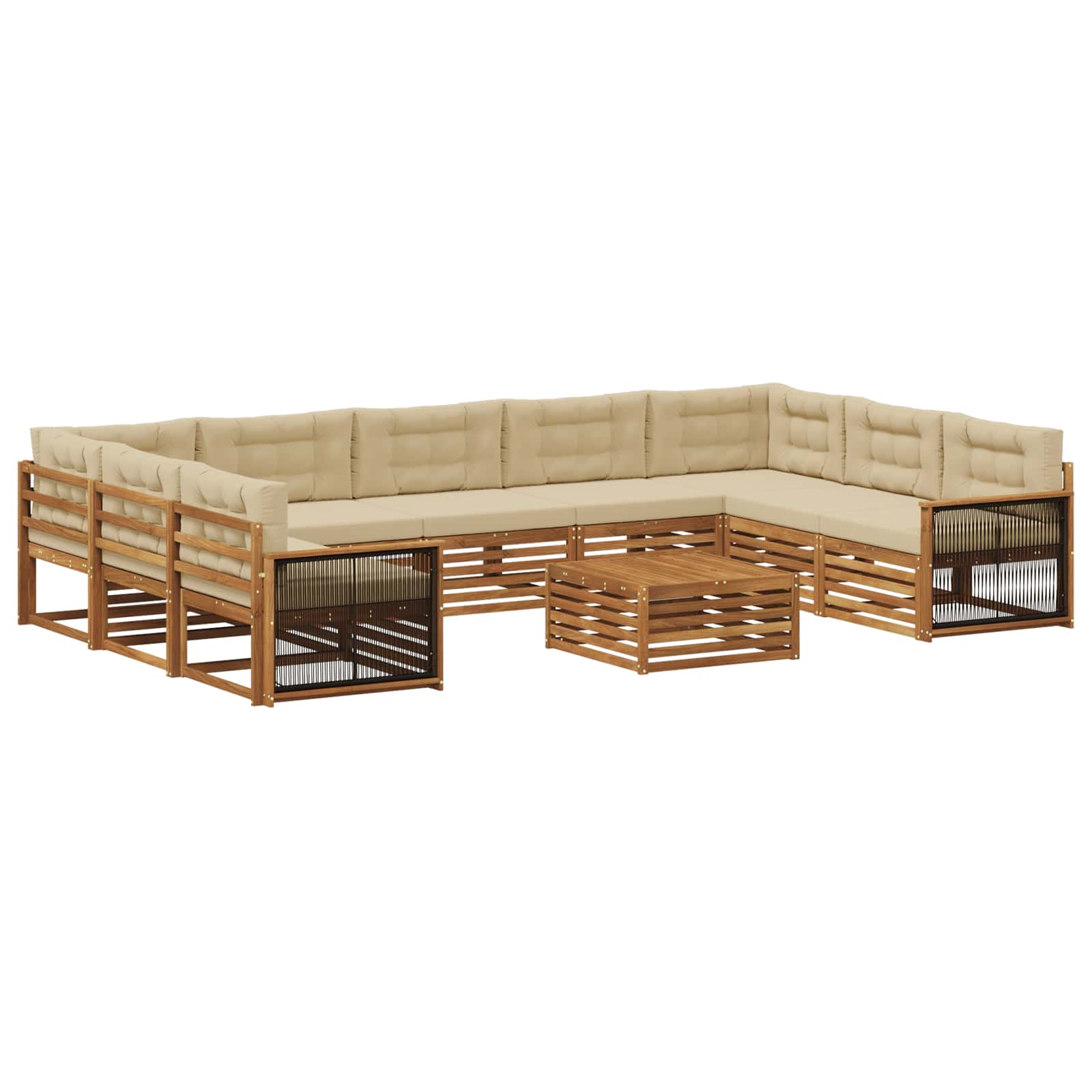 Outdoor-Sofagarnitur 10 pcs Natur und Beige Massivholz Akazie
