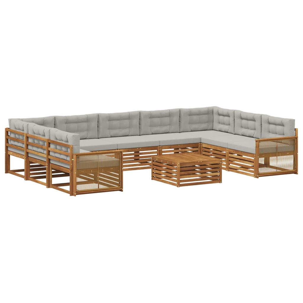 Outdoor-Sofagarnitur mit Kissen 10 pcs Natürlich und Hellgrau