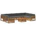 Outdoor-Sofagarnitur mit Kissen 10 pcs Natur und Anthrazit