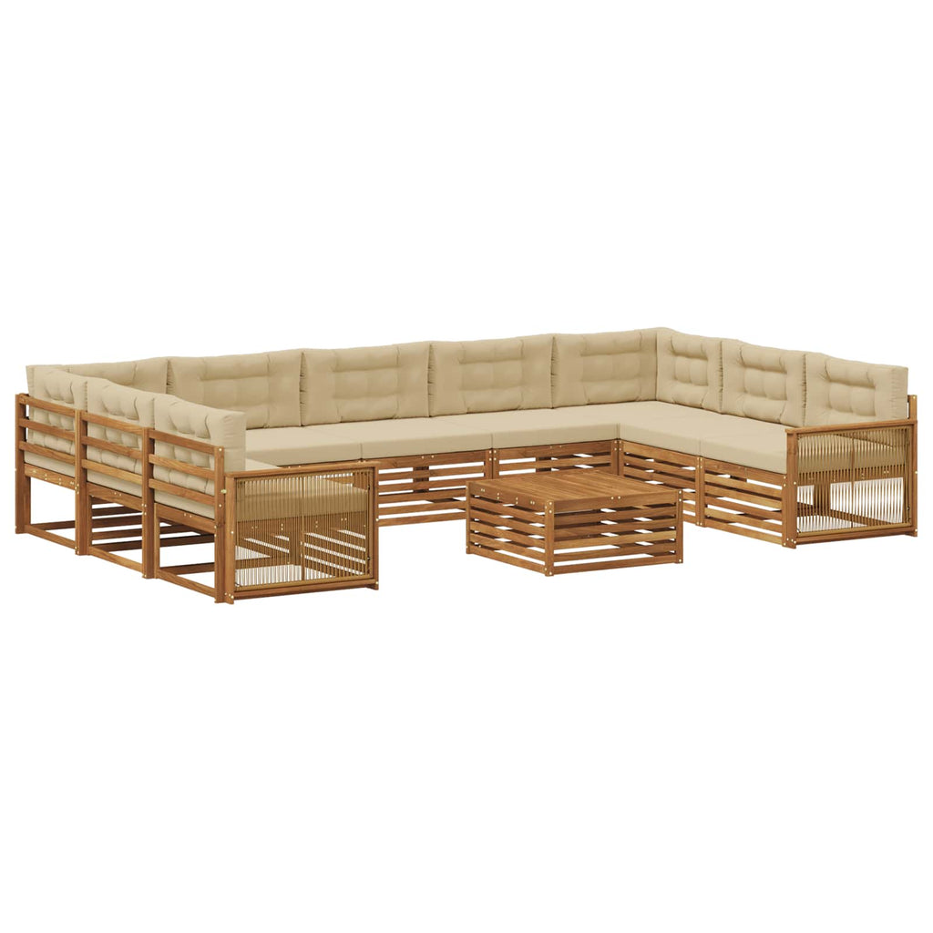 Outdoor-Sofagarnitur 10 pcs Natur und Beige Massivholz Akazie