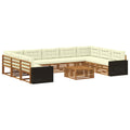 Outdoor-Sofagarnitur 10 pcs Natur und Creme Massivholz Akazie