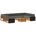 Outdoor-Sofagarnitur mit Kissen 10 pcs Natur und Anthrazit