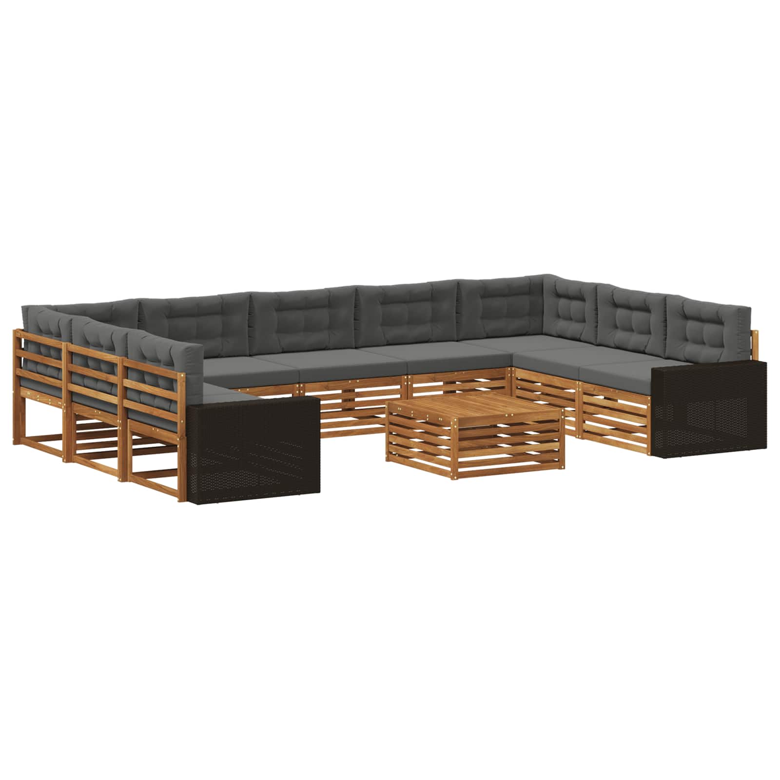 Outdoor-Sofagarnitur mit Kissen 10 pcs Natur und Anthrazit