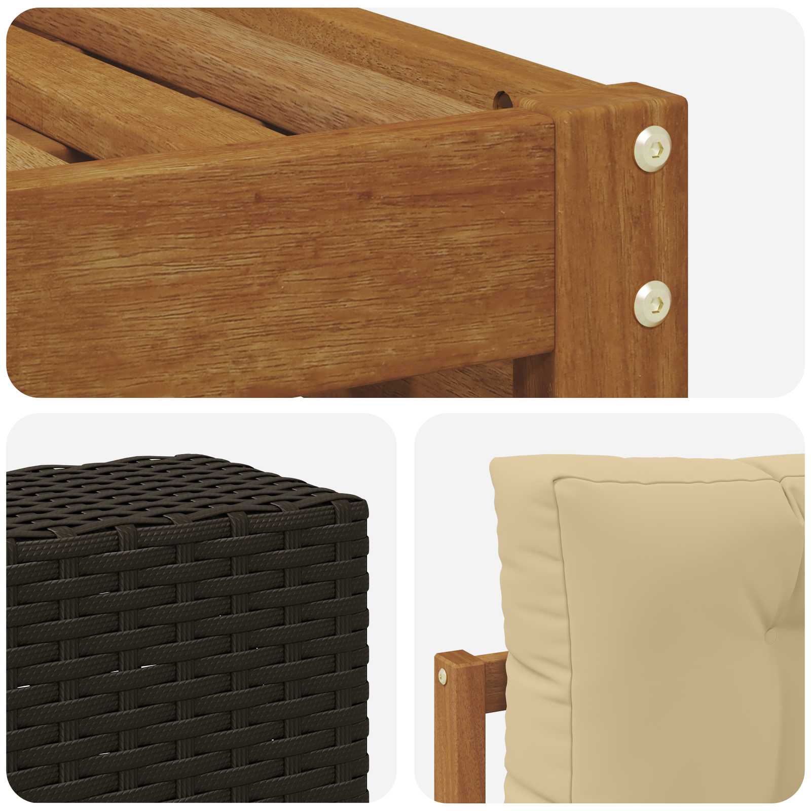 Outdoor-Sofagarnitur 10 pcs Natur und Beige Massivholz Akazie