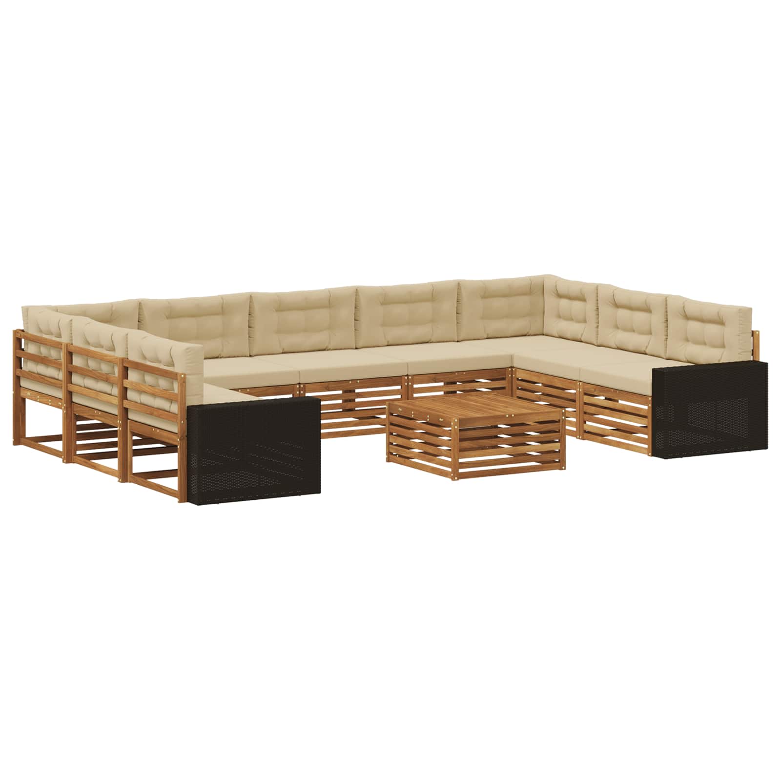 Outdoor-Sofagarnitur 10 pcs Natur und Beige Massivholz Akazie