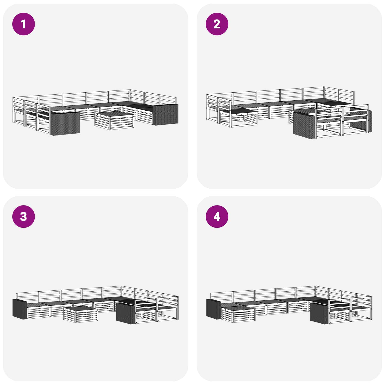 Outdoor-Sofagarnitur 10 pcs Natur Massivholz Akazie