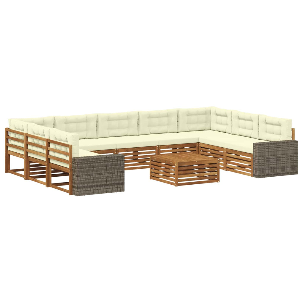 Outdoor-Sofagarnitur 10 pcs Natur und Creme Massivholz Akazie