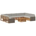 Outdoor-Sofagarnitur mit Kissen 10 pcs Natürlich und Hellgrau