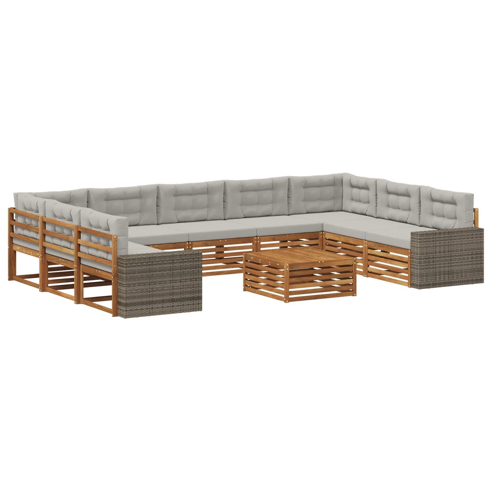Outdoor-Sofagarnitur mit Kissen 10 pcs Natürlich und Hellgrau