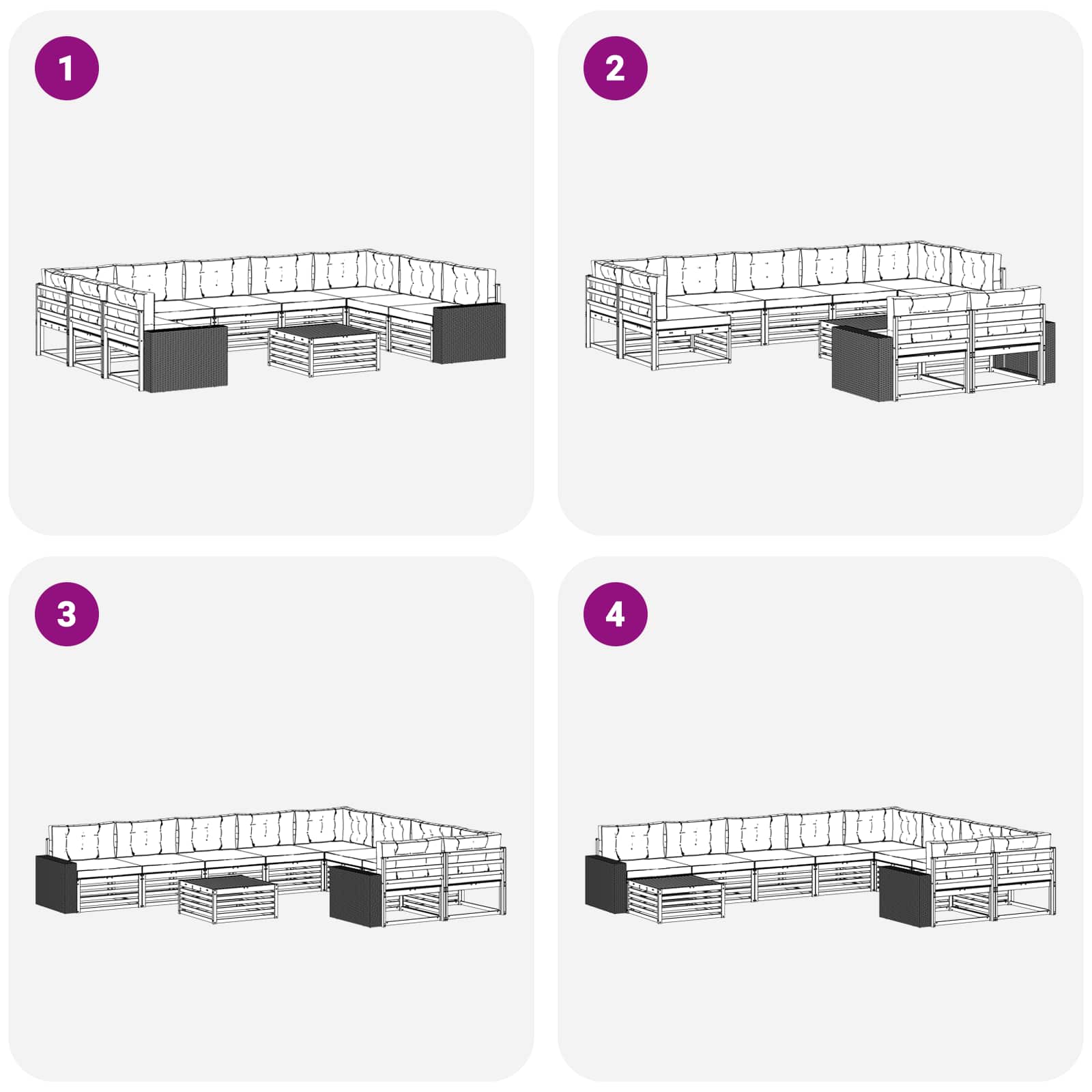 Outdoor-Sofagarnitur mit Kissen 10 pcs Natur und Anthrazit