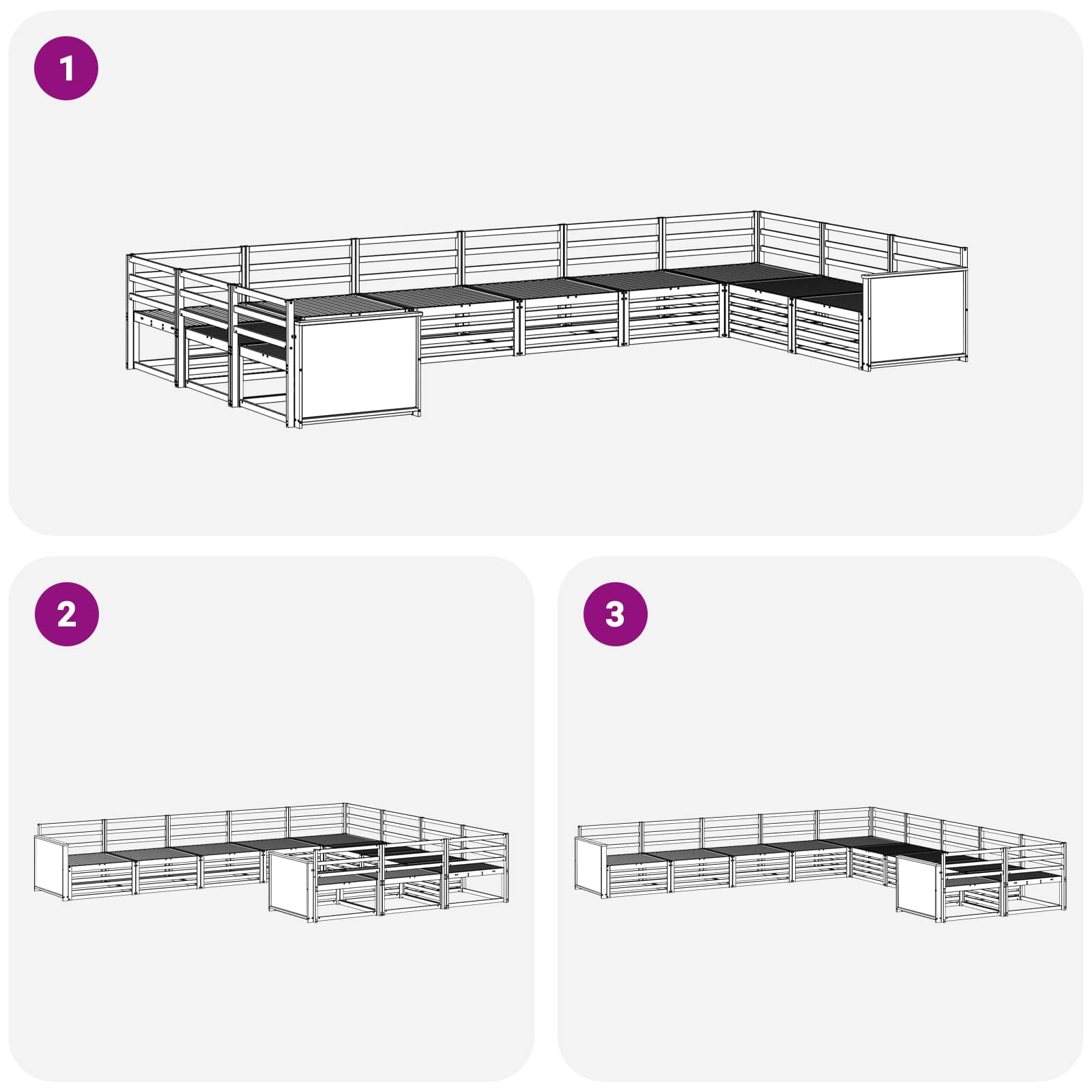 Sofagarnituren 10 pcs Massivholz Akazie