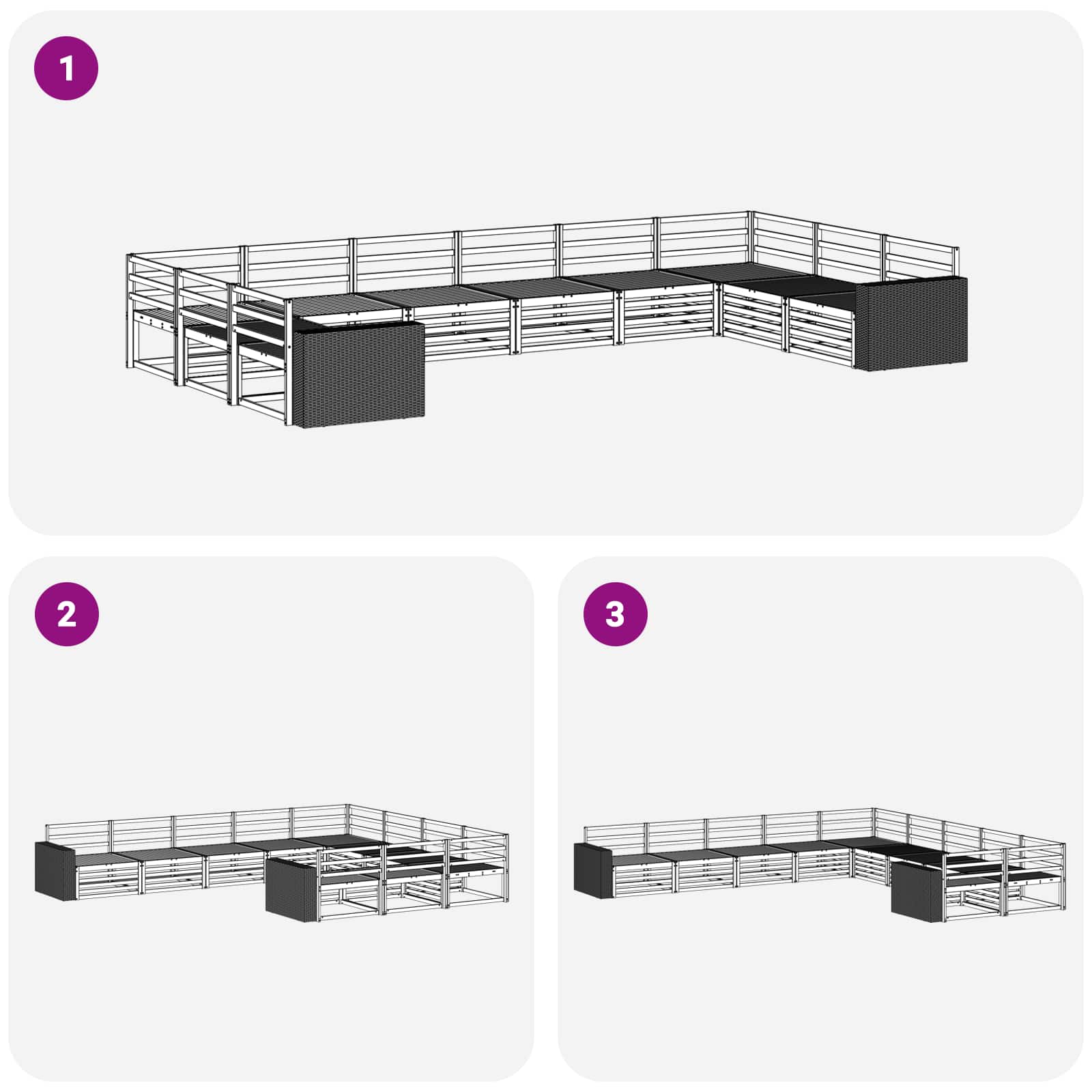 Sofagarnituren 10 pcs Massivholz Akazie