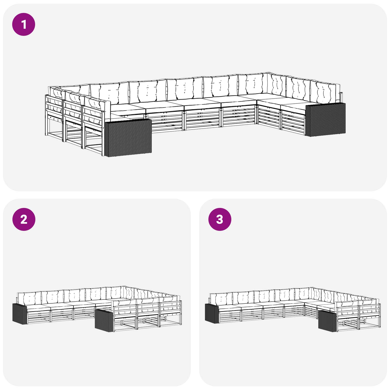 Sofagarnituren mit Kissen 10 pcs Massivholz Akazie