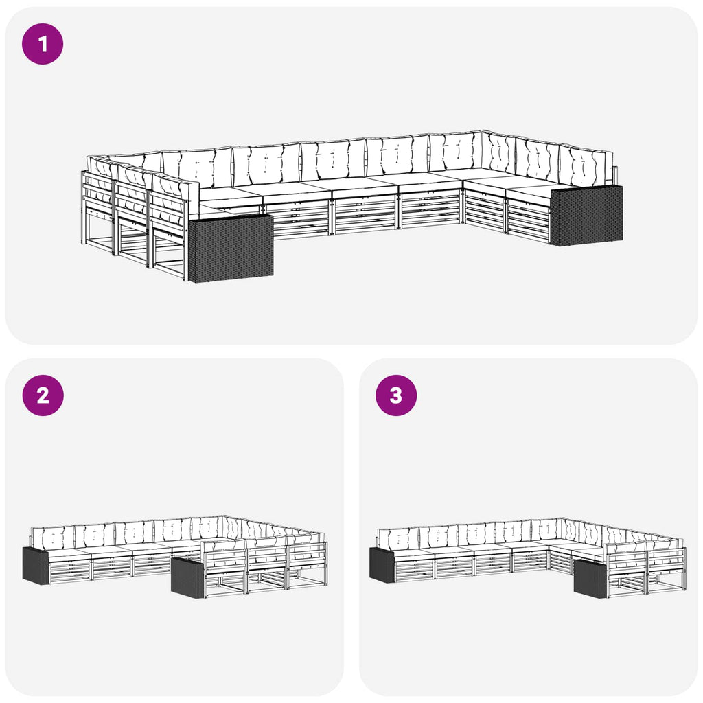 Sofagarnituren mit Kissen 10 pcs Massivholz Akazie