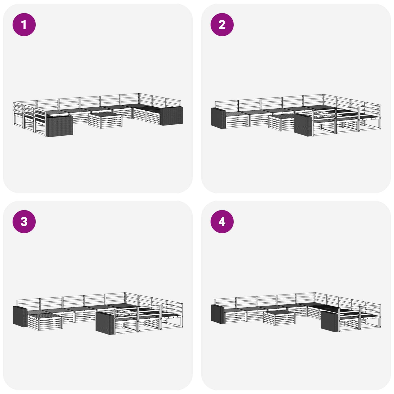 Sofagarnituren 11 pcs Massivholz Akazie