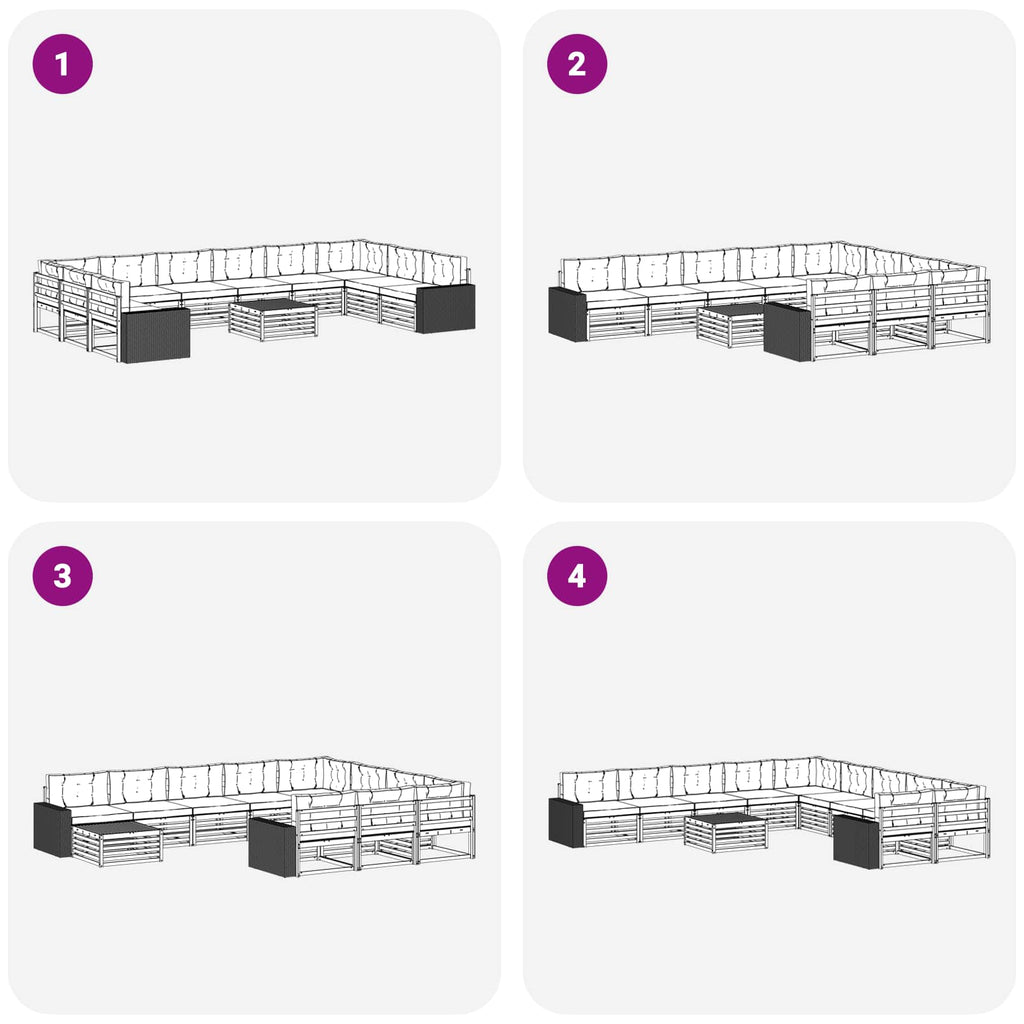 Sofagarnituren mit Kissen 11 pcs Massivholz Akazie