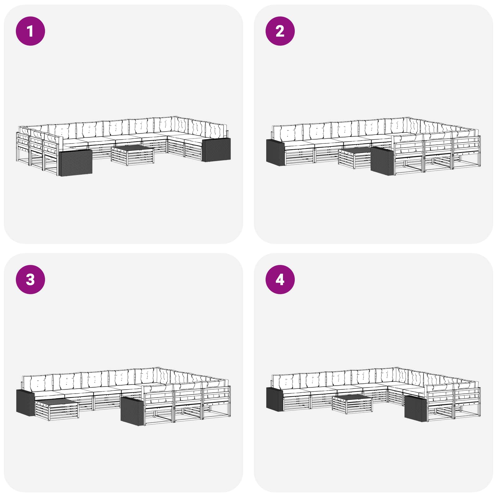 Sofagarnituren mit Kissen 11 pcs Massivholz Akazie